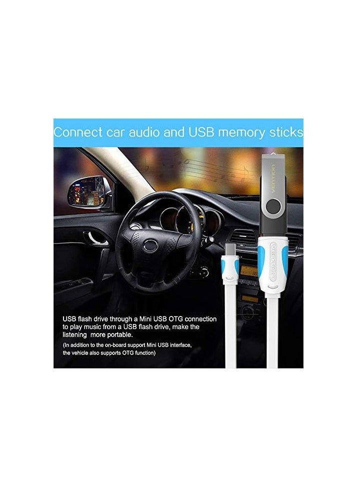 2 Pack Mini USB OTG Cable 1ft USB A Female to Mini USB B 5 Pin Male Adapter Cord Compatible for GoPro Hero 3 Hero HD PS3 Controller MP3 Player Dash Cam Digital Camera GPS Receiver PDA