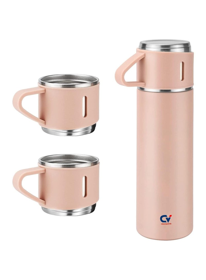 Stainless Steel Vacuum Flask Set Insulated Thermos With Cups For Tea And Coffee Hot And Cold Bottles For Home Office Picnic Travel Keeps Beverages Hot And Cold