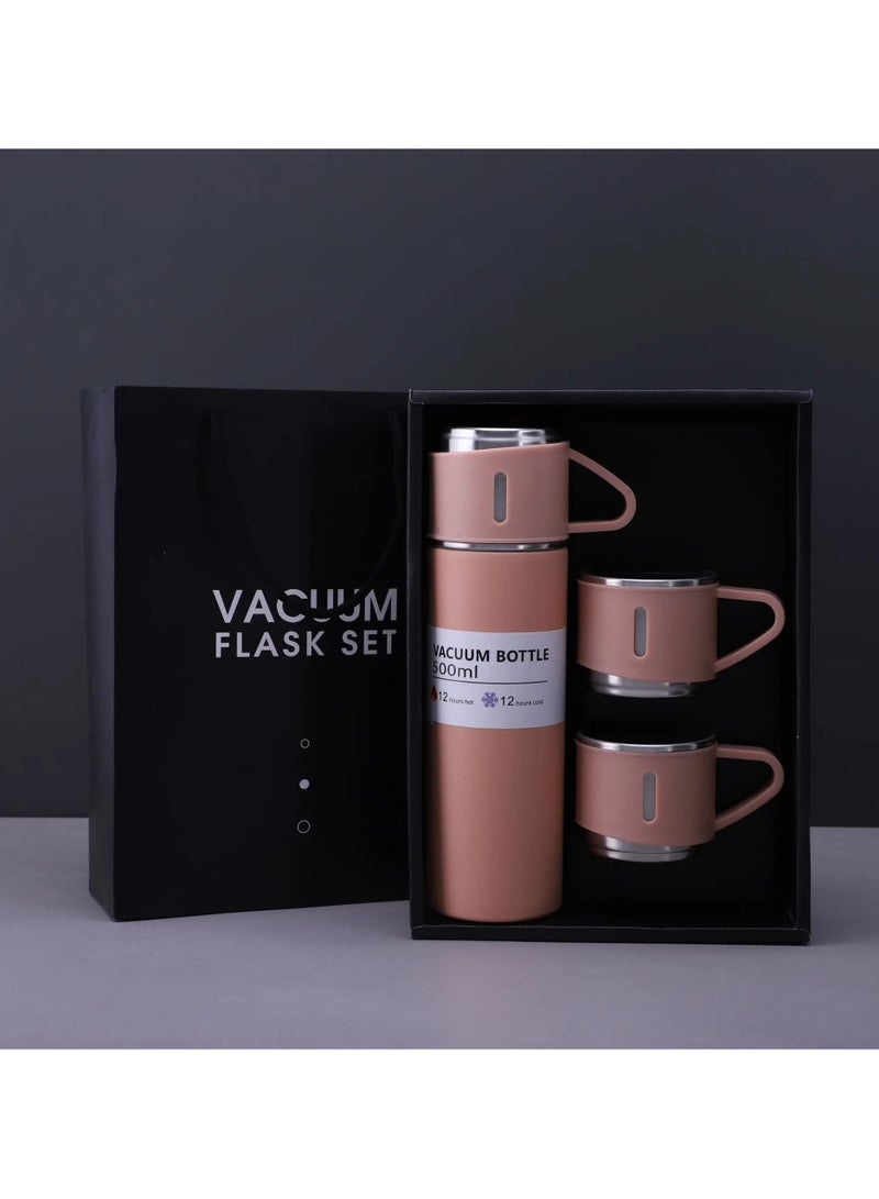 Stainless Steel Vacuum Flask Set Insulated Thermos With Cups For Tea And Coffee Hot And Cold Bottles For Home Office Picnic Travel Keeps Beverages Hot And Cold