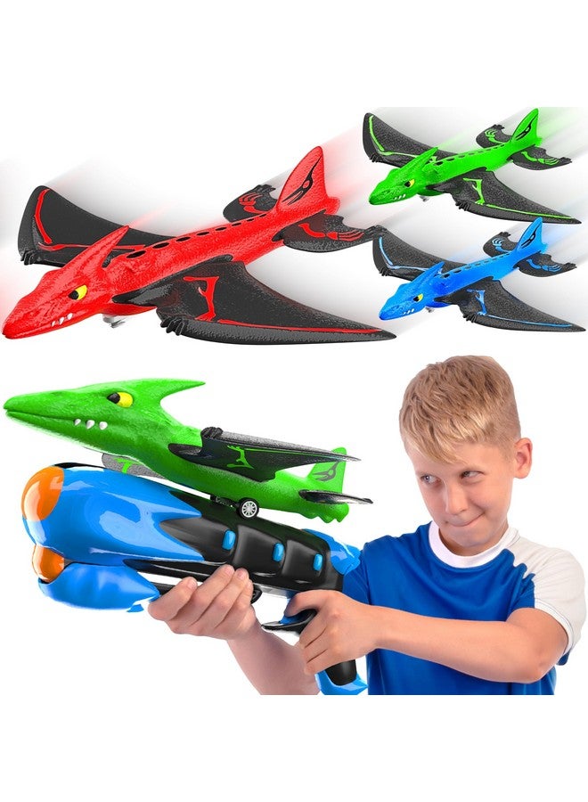 Dino Launchers - Airplane Toys For Kids Age 3-7 - Outdoor Family Fun With Dinosaur Toys