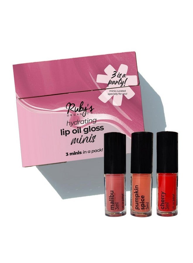 Lip Kit Glossy Finish, Lip Oil Gloss Minis Sunrise,Hydrating, Non Sticky & Non Drying Formula,Long Lasting Moisturizing Effect (Pack Of 3) - Malibu, Pumpkin Spice And Cherry Shades