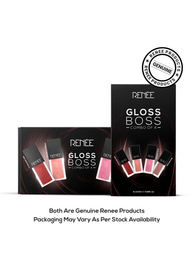 See Me Shine Lip Gloss Gloss Boss Combo Of 4, 2.5Ml Each| Glossy, Non-Sticky & Non-Drying Formula| Long Lasting Moisturizing Effect| Easy To Carry