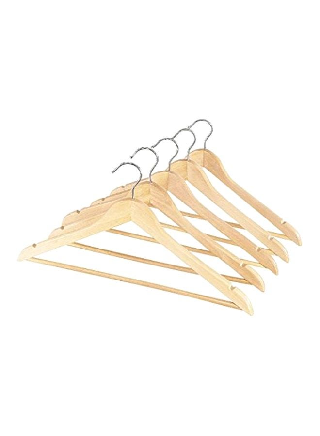 Pack Of 5 Wooden Hanger Beige 5x17.3x9.5inch