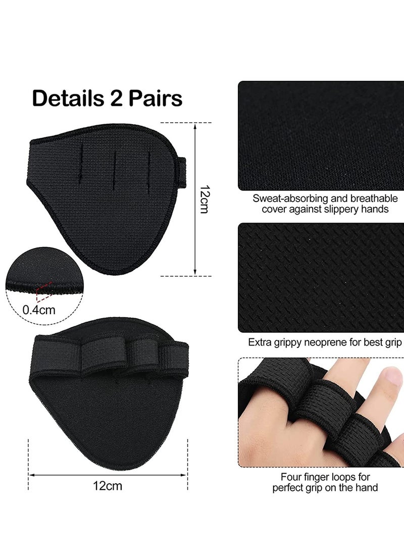 Neoprene Grip Pads Lifting Grips, The Alternative to Gym Workout Gloves, with 4 Fingers for Women Man, Weightlifting, Calisthenics, Powerlifting 2 Pairs