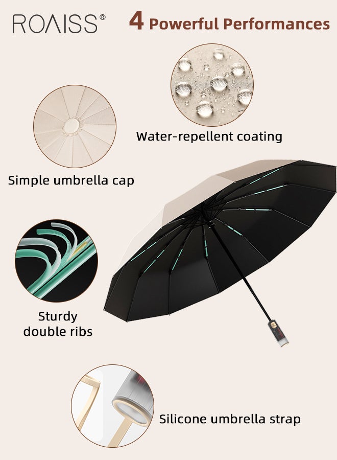 Upgraded Fully Automatic Umbrella for Men and Women 24 Rib Dual Purpose Umbrella 41.3 Inch Enlarge Umbrella Cover UV Protection Umbrella Effectively Blocks Sunlight UPF50+