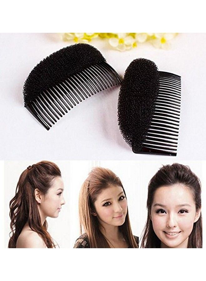 2Pcs 23 Teeth Hair Fringe Volume Bump Up Inserts Toolshair Pin Hair Styling Clip Hair Charming Insert Do Beehive Tool Maker Hair Comb Hair Style Accessories (Black)