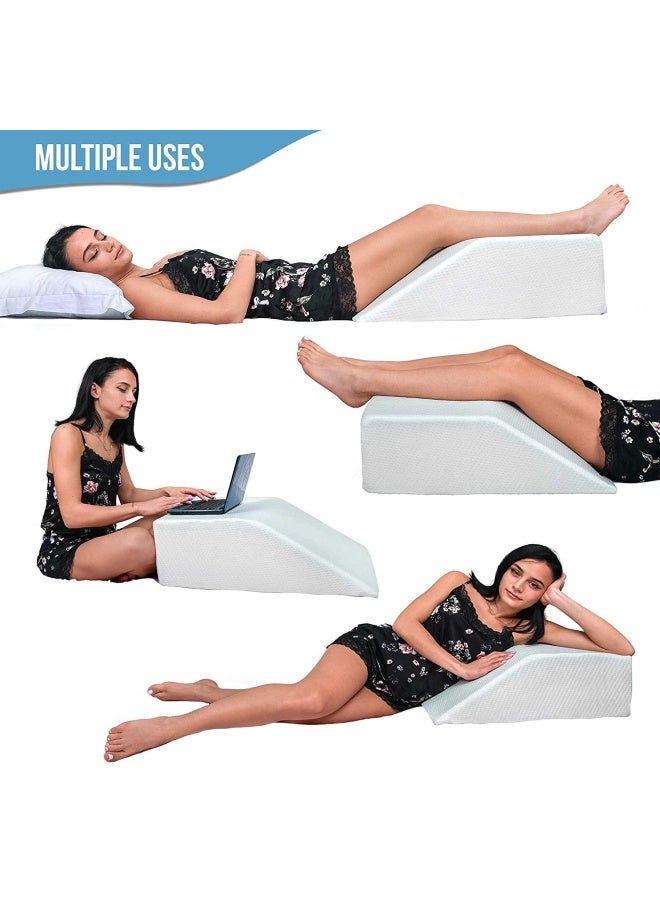 Leg Elevation Pillow W Foam Top Cooling Gel Leg Wedge Pillow For Legs Leg Wedges For Elevation Leg Rest Relieves Back Hip Knee Pain Leg Elevation Pillows For Swelling Washable Cover