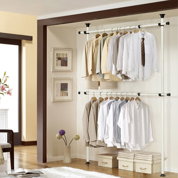 Modern Fabric Wardrobe Folding Steel Clothes Organizer 2 Vertical 2 horizontal widened 1-1.8 m