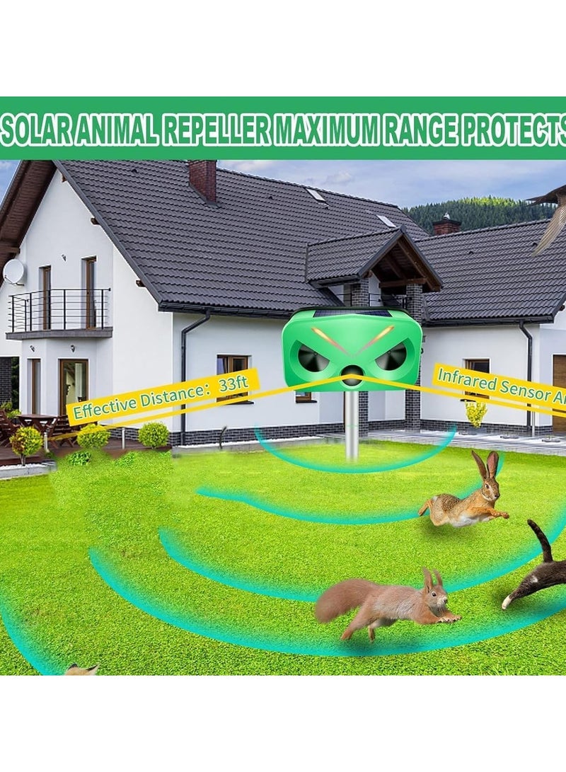 Ultrasonic Animal Repeller  Ultrasonic Solar Pest Repeller Outdoor with Motion Sensor and Sound Waterproof Solar Ultrasonic Bird Squirrel Cat Repellent Devices Outdoor