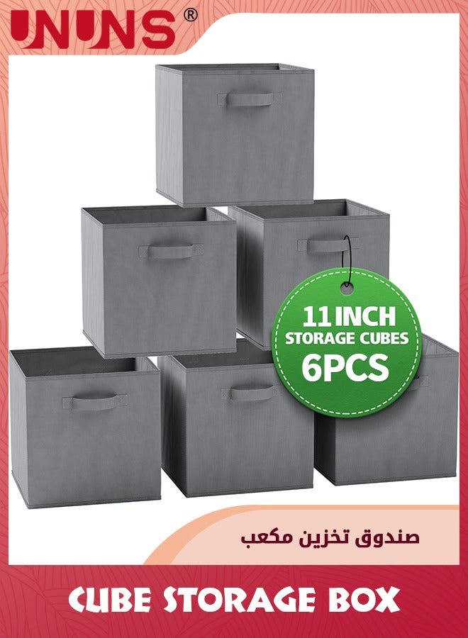 6 Pack Fabric Storage Cubes,Heavy Duty Grey Storage Bins,13 Inch Cube Storage Bin For Cube Organizer,Use As A Clothes Storage Box In Closet,Baskets For Shelves Or Cubbies Storage Bins