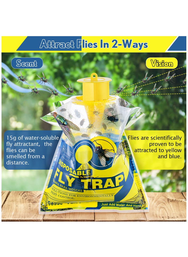 4 Pack Outdoor Hanging Fly Traps Disposable Fly Killer Trap Bag Catcher For Outside Farms Pastures Chicken Coops Stables Barns Horse Garbage Cans Garbage Ponds Yard Backyard Patio