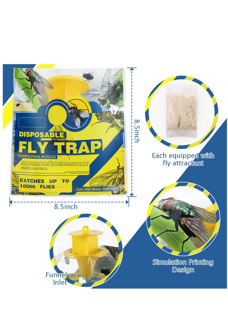 4 Pack Outdoor Hanging Fly Traps Disposable Fly Killer Trap Bag Catcher For Outside Farms Pastures Chicken Coops Stables Barns Horse Garbage Cans Garbage Ponds Yard Backyard Patio