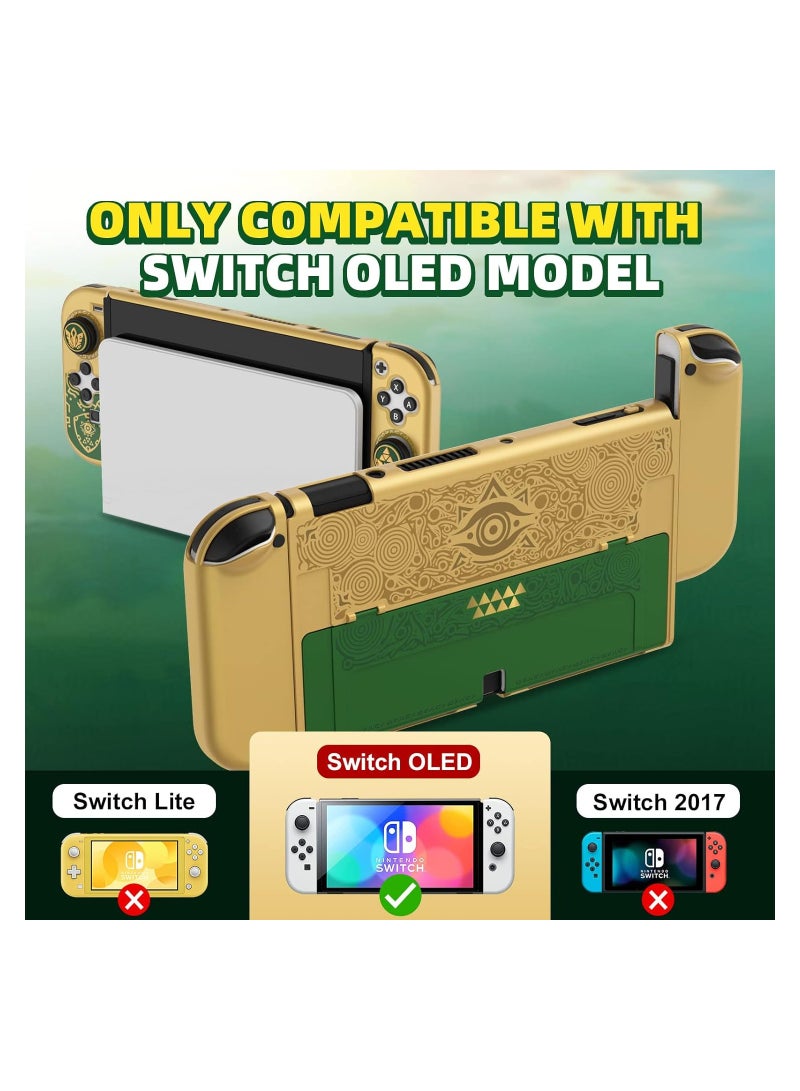 Dockable for Switch OLED Protective Case Hard Shell Case Cover Compatible for Nintendo Switch OLED Switch Oled Case Protector with Comfortable for Joy-Con Grip cover and 2 Joystick Thumb Cap