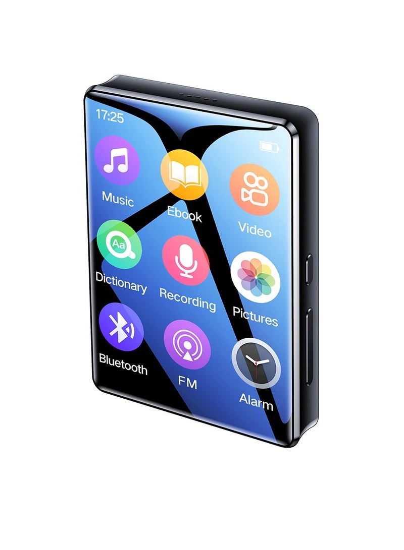 Mp3 Player, 2.4 Inch Full Screen Music Player, Full Touch Screen Bluetooth Hifi Stereo Audio Player, Rechargeable Voice Recorder Radio Player With Built In Speaker, (Without TF Card)