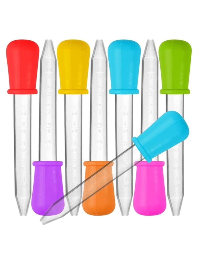 5ml Liquid Dropper Medicine Eye Dropper Clear Liquid Silicone and Plastic Pipettes Transfer Eye Dropper with Bulb Tip for Kids Gummy Making Candy Kitchen Molds (8 Pcs - 7 Colors)