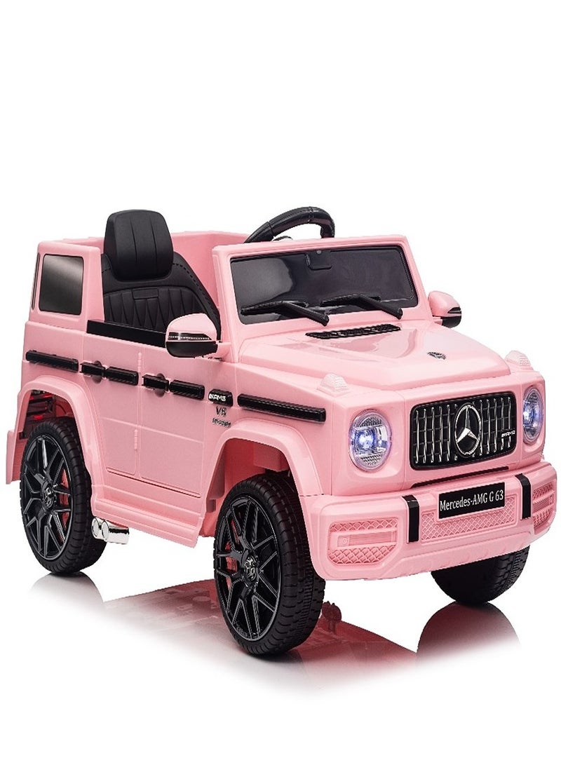 Official Licensed Mercedes-Benz AMG G63 12V Battery Ride On Car with Remote Control for Kids Suspension System Openable Doors LED Lights Music MP3 Player Best Gift For Kids- Pink