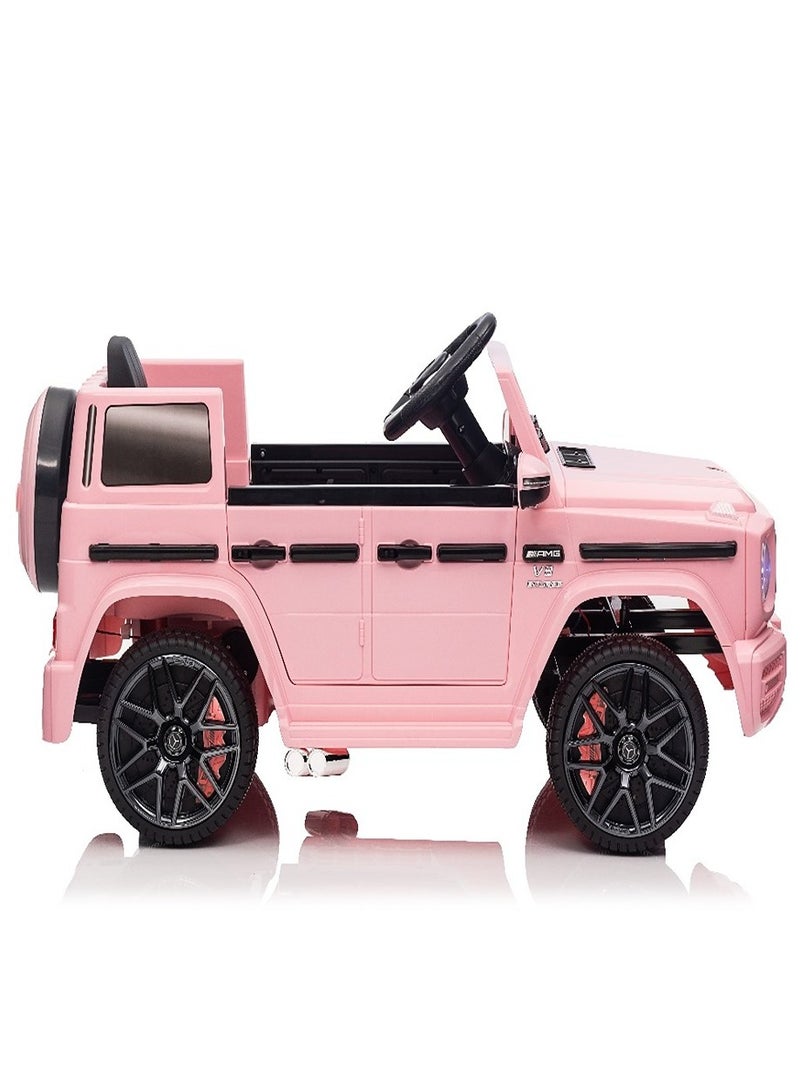 Official Licensed Mercedes-Benz AMG G63 12V Battery Ride On Car with Remote Control for Kids Suspension System Openable Doors LED Lights Music MP3 Player Best Gift For Kids- Pink