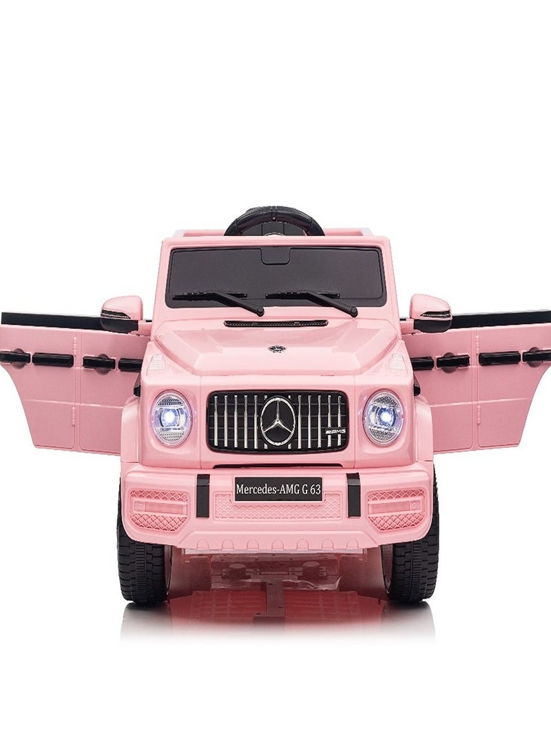 Official Licensed Mercedes-Benz AMG G63 12V Battery Ride On Car with Remote Control for Kids Suspension System Openable Doors LED Lights Music MP3 Player Best Gift For Kids- Pink