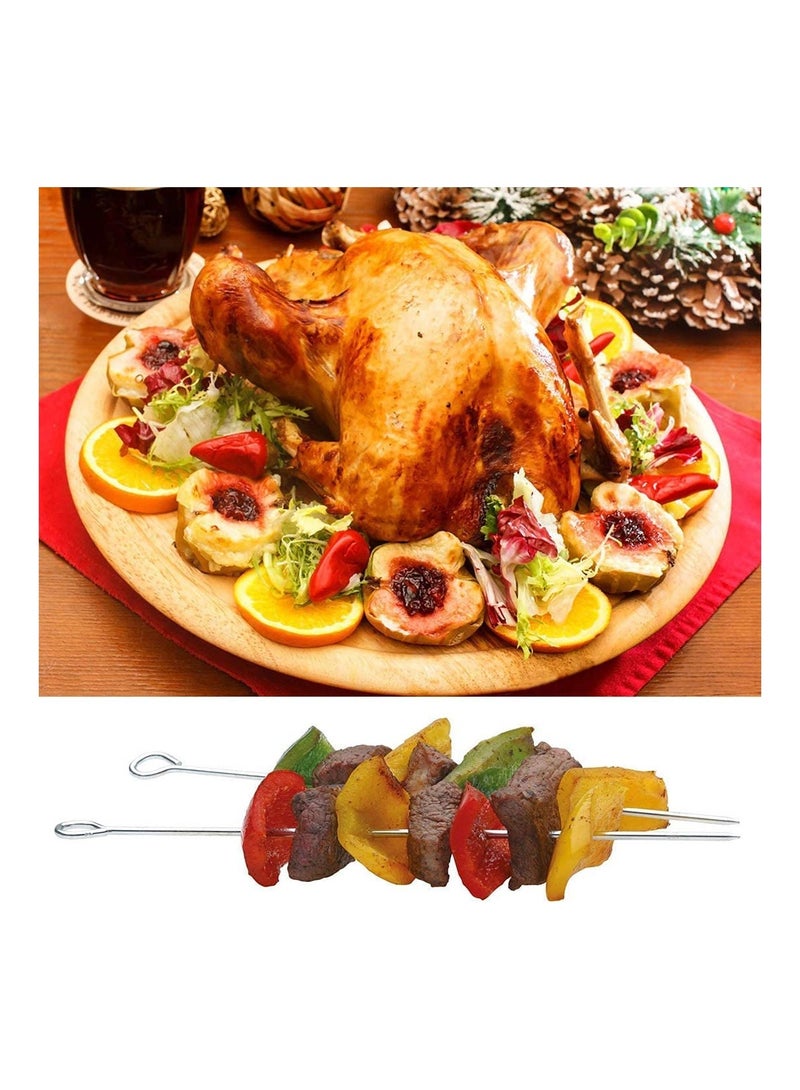 30 pcs Stainless Steel Skewers Roast Goose Needle Barbecue Skewers Sticks Bbq Skewers Reusable Shish Kebab Kabob Skewers for Grilling Kebob Meat Chicken Vegetable Appetiser 20cm