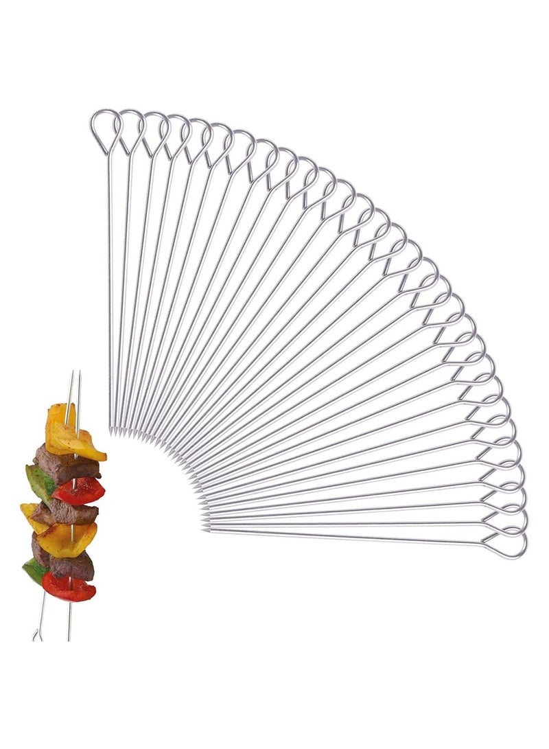 30 pcs Stainless Steel Skewers Roast Goose Needle Barbecue Skewers Sticks Bbq Skewers Reusable Shish Kebab Kabob Skewers for Grilling Kebob Meat Chicken Vegetable Appetiser 20cm