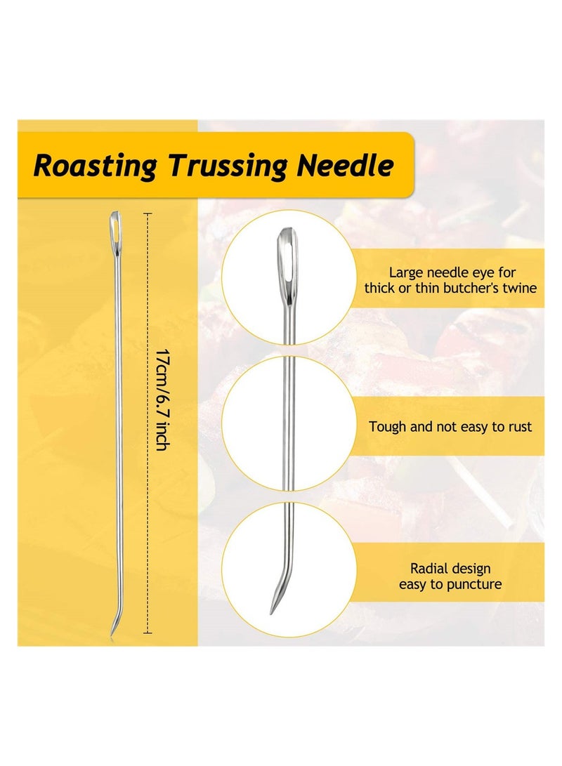 Roasting Trussing Needles, Meat Trussing Needle Stainless Steel Cooking Needles Poultry Trussing Needle for Securing Stuffed Turkey, Chicken, Roasts and Rolled Meats Supplies (10 Pieces)