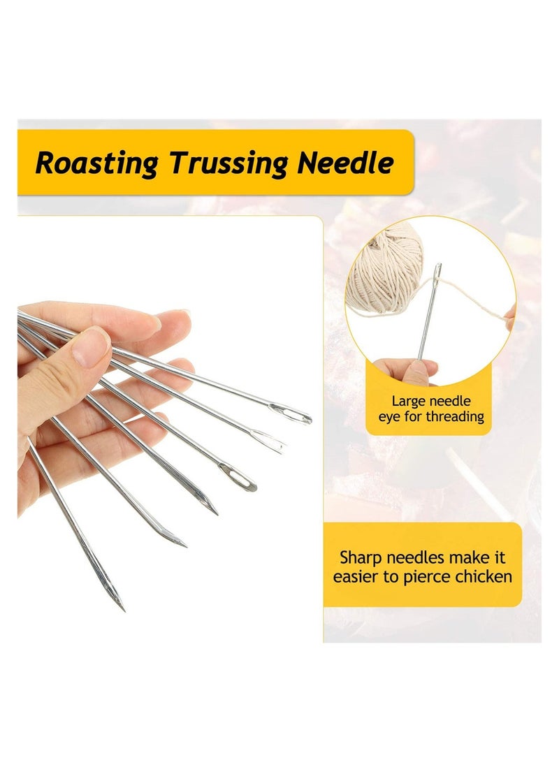Roasting Trussing Needles, Meat Trussing Needle Stainless Steel Cooking Needles Poultry Trussing Needle for Securing Stuffed Turkey, Chicken, Roasts and Rolled Meats Supplies (10 Pieces)