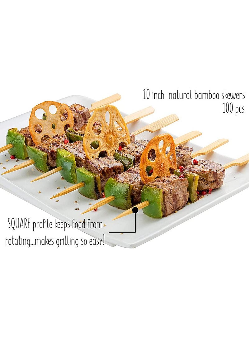 amboo Wooden Shish Kabob skewers for Shish Kabob, Fruit Kabobs, BBQ, Kitchen, Grilling, Barbeque Snacks, 20 cm Extra Long Flat Wood Skewer Shape Paddle Handle Pack of 100