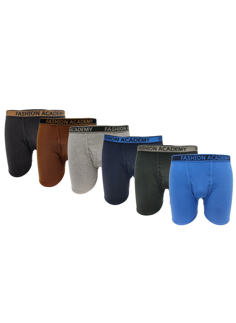 FA Fashion Academy Mens Interlock Boxer Assorted Colors Pack of 6