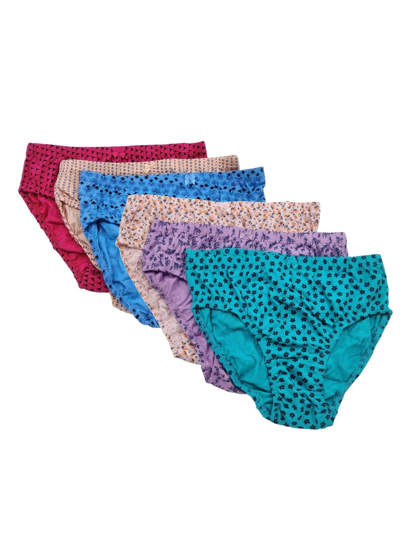 FA Fashion Academy Womens Printed Inner Elastic Panty Assorted Colors Pack of 6