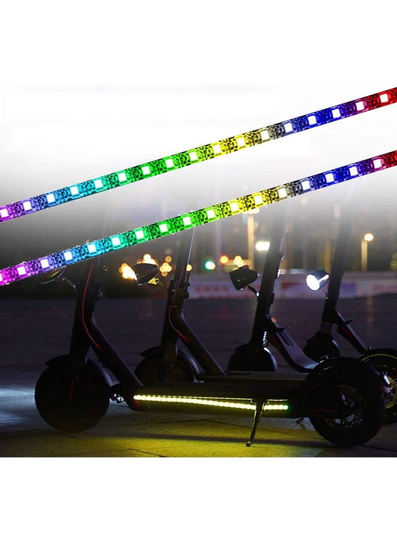 Electric Scooter LED Strip Light, 2 Pack Night Cycling Foldable Colorful Lamp Waterproof Safety Skateboard Decorative Accessories for Xiaomi M365/pro, for Ninebot/for Mercane Wide Wheel Scooter