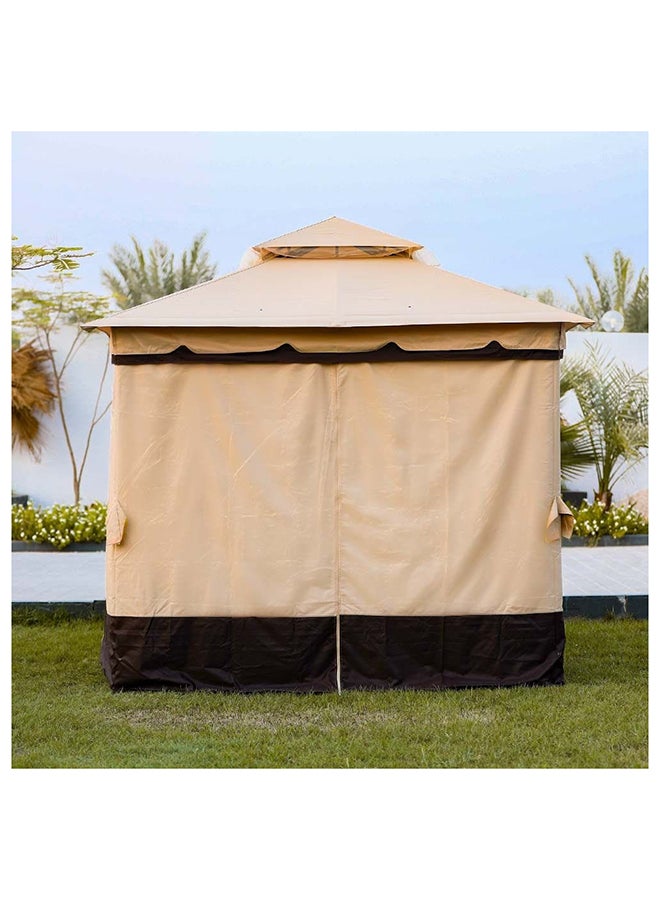 Delight Gazebo Steel Frame With Polyester Roof Square Shape With Curtain Water And UV Resistant Garden Patio Canopy Modern Outdoor Furniture 2.7x2.7m Beige