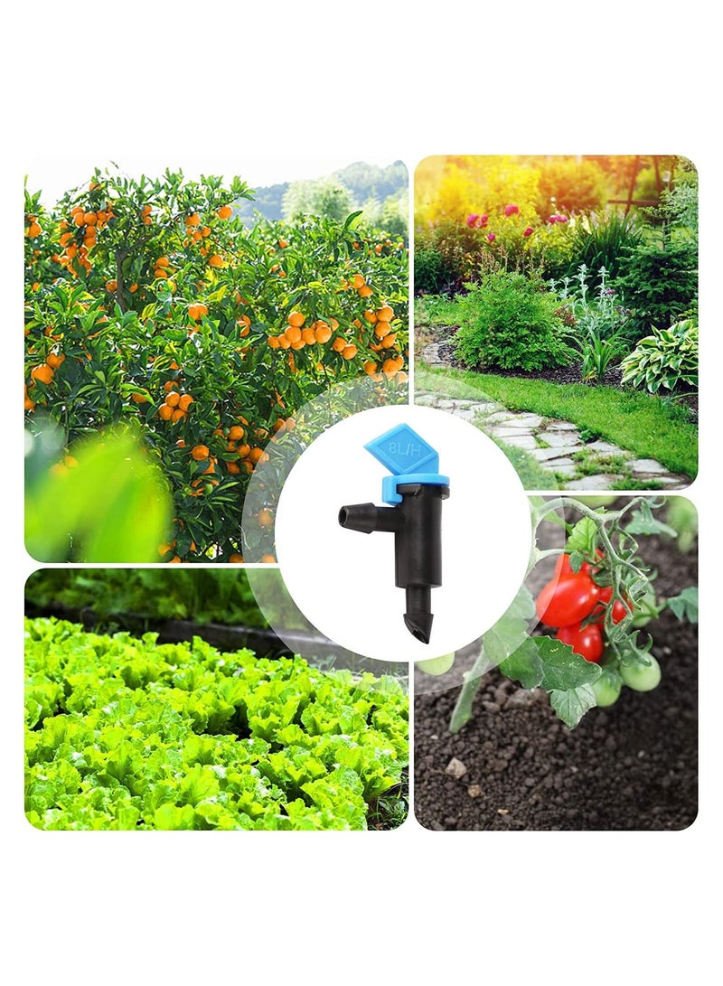 2 GPH Drip Irrigation Emitters 100 Pcs 8L/H Garden Flag Irrigation Dripper Inline Water Drippers Emitter Sprinkler Drippers System Parts Connect 4mm/7mm Hose for Trees and Shrubs