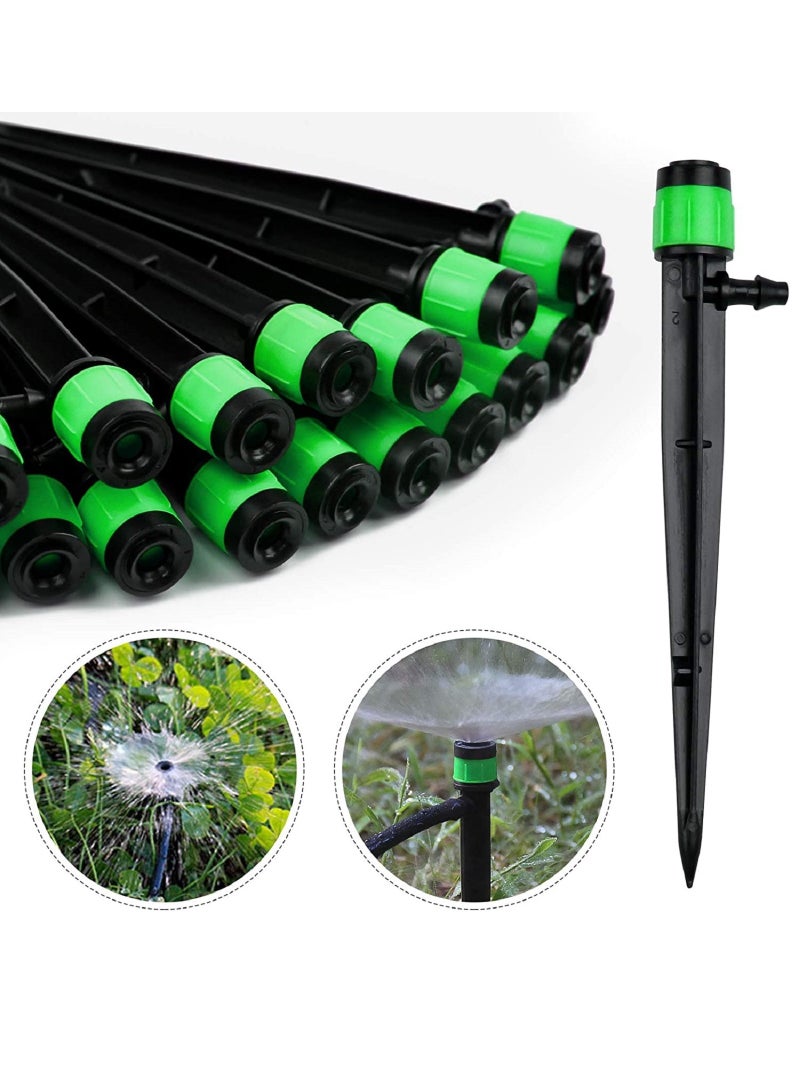 Irrigation Drippers Drip Emitters, 50Pcs 360 Degree Adjustable Irrigation Drip Drippers Fits 1/4 Irrigation Tube, for Water Flow Irrigation System