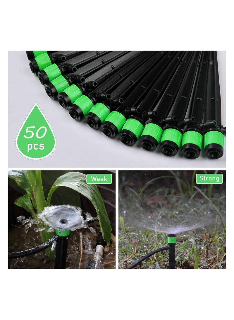 Irrigation Drippers Drip Emitters, 50Pcs 360 Degree Adjustable Irrigation Drip Drippers Fits 1/4 Irrigation Tube, for Water Flow Irrigation System