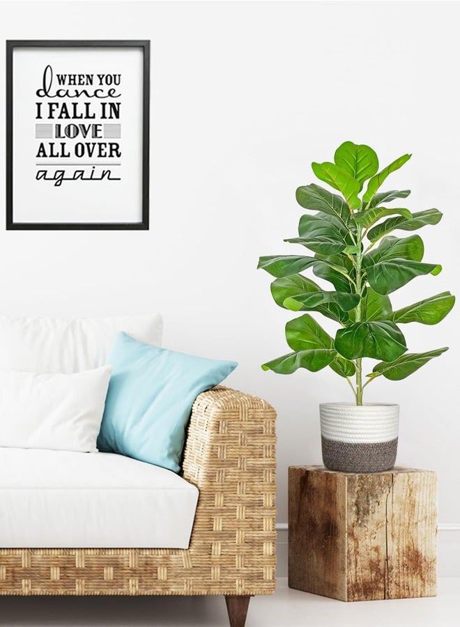 Artificial Fiddle Leaf Fig Tree/Faux Ficus Lyrata for Home Office Decoration, 78CM Tall, with Cotton Rope Basket