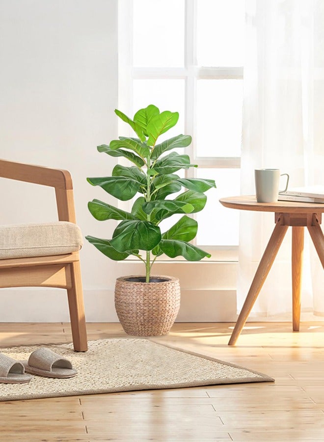 Artificial Fiddle Leaf Fig Tree/Faux Ficus Lyrata for Home Office Decoration, 78CM Tall, with Cotton Rope Basket