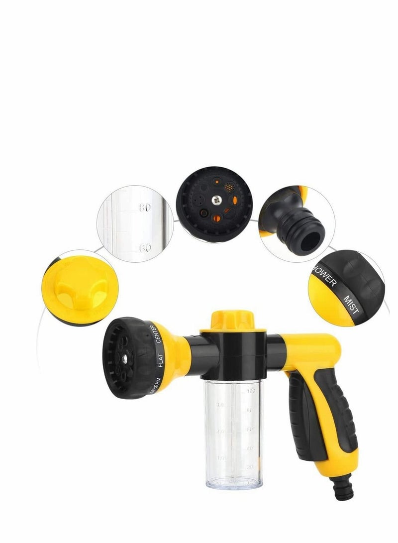Car Foam Sprayer Cannon Wash Gun Garden Hose Nozzle, 8 Adjustable Watering Patterns