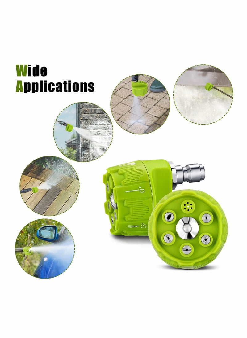 Pressure Washer Spray Nozzle, 2 Pcs 6 in 1 Quick Changeover and Adjustable 1/4in Plug Connect Tips 4000 Psi Washer Nozzle for Pressure Washer