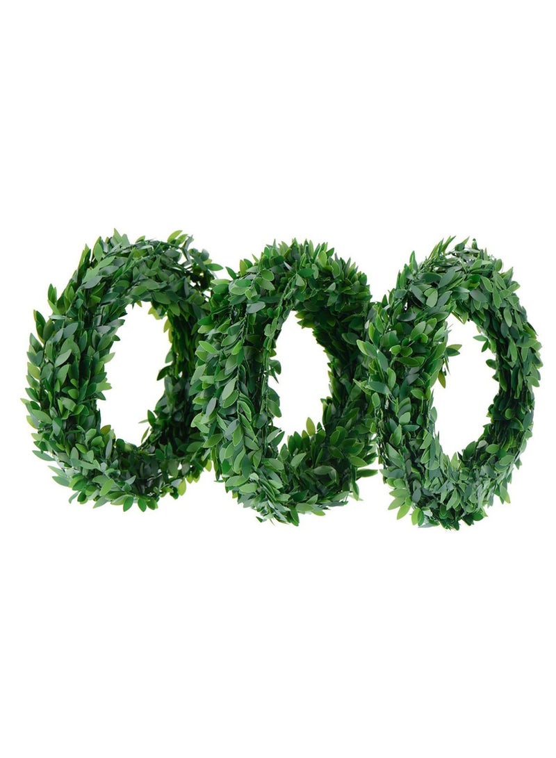 Artificial Garland Foliage Vines, 3PCS Fake Vines Simulated Ivy Garland Greenery Leaf Garland Plants Vines for Wedding Party Garden Home Kitchen Office Wall Decoration (7.5m, 2cm Leaf)