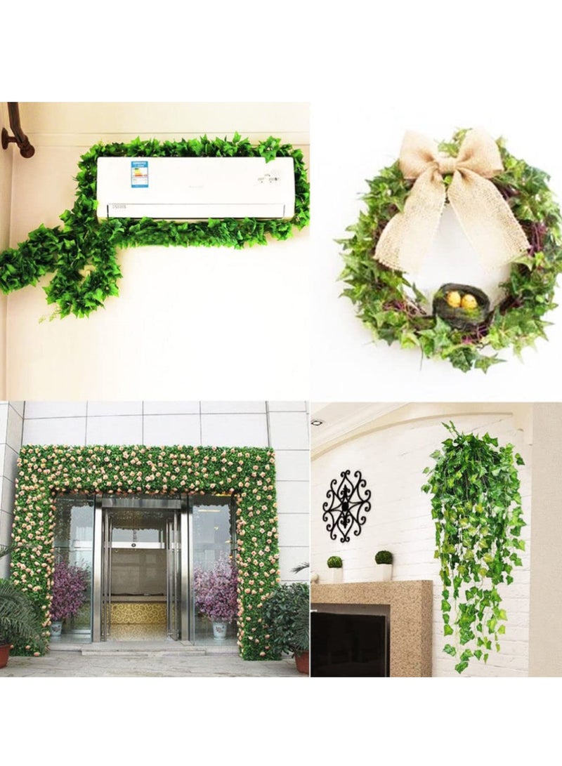 Artificial Garland Foliage Vines, 3PCS Fake Vines Simulated Ivy Garland Greenery Leaf Garland Plants Vines for Wedding Party Garden Home Kitchen Office Wall Decoration (7.5m, 2cm Leaf)