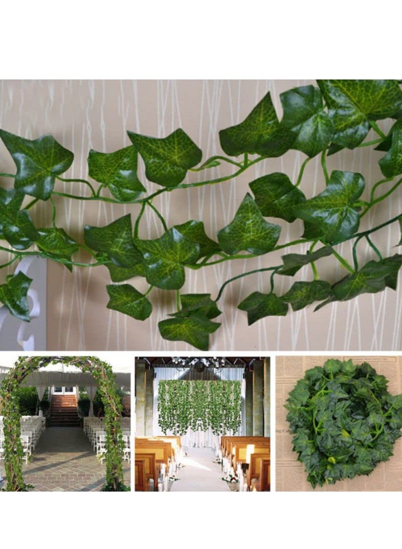 Artificial Garland Foliage Vines, 3PCS Fake Vines Simulated Ivy Garland Greenery Leaf Garland Plants Vines for Wedding Party Garden Home Kitchen Office Wall Decoration (7.5m, 2cm Leaf)