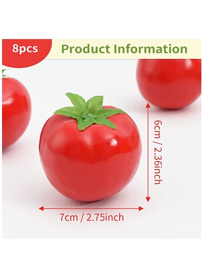 8 Pcs Artificail Tomatoes, Fake Tomatoes for Decoration Artificial Vegetables Tomatoes, Normal Size Simulation Tomatoes Kitchen Home Decor, Party Decor, Photo Fruits, Photography Props