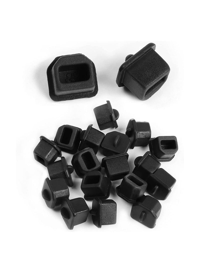 20pcs USB B Anti Dust Cap Cover Plugs USB B Female Dustproof Plug Soft Silicone Protector Black