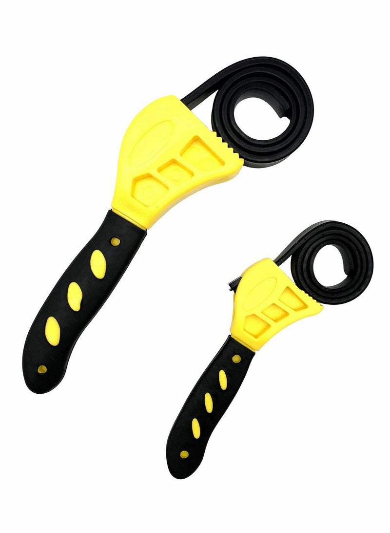 Rubber Strap Adjustable Wrenches 2 Piece Multi Tool Universal Wrench Use for Any Shape Opener Tool