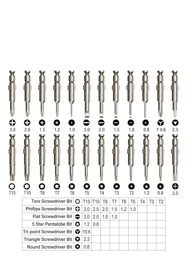 24 in 1 Precision Screwdriver Set, Mini Glasses Screwdriver Repair Kit Interchangeable Torx Screwdriver Tool Kit for Sunglasses, Glasses, Watch, Game Console, Mobile Phone, iPad
