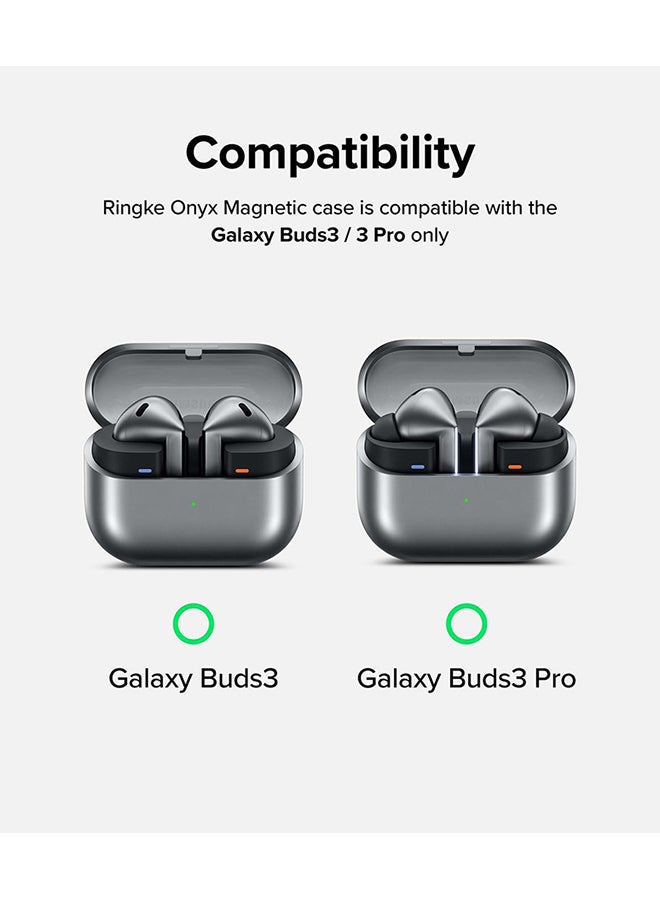 Onyx Magnetic for Samsung Galaxy Buds 3 Pro/3 Case, Shockproof TPU Non-Slip Texture Cover with Keychain Carabiner Constant Coral