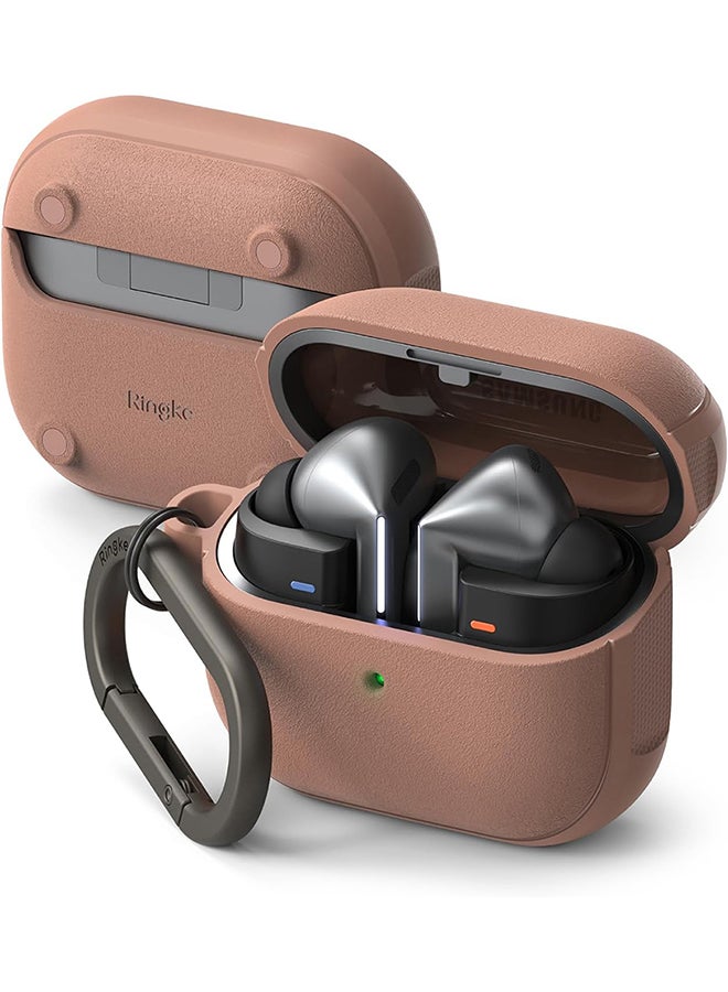 Onyx Magnetic for Samsung Galaxy Buds 3 Pro/3 Case, Shockproof TPU Non-Slip Texture Cover with Keychain Carabiner Constant Coral