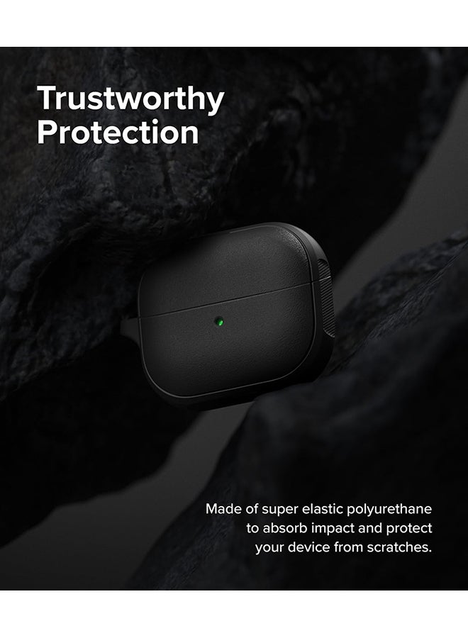 Onyx Magnetic for Samsung Galaxy Buds 3 Pro/3 Case, Shockproof TPU Non-Slip Texture Cover with Keychain Carabiner Black