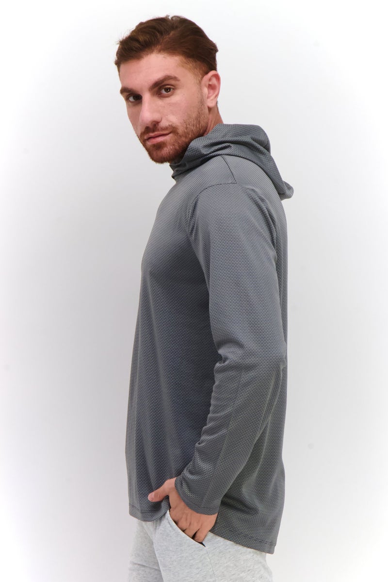 Men Sportswear Fit Hooded Training Sweatshirt, Grey