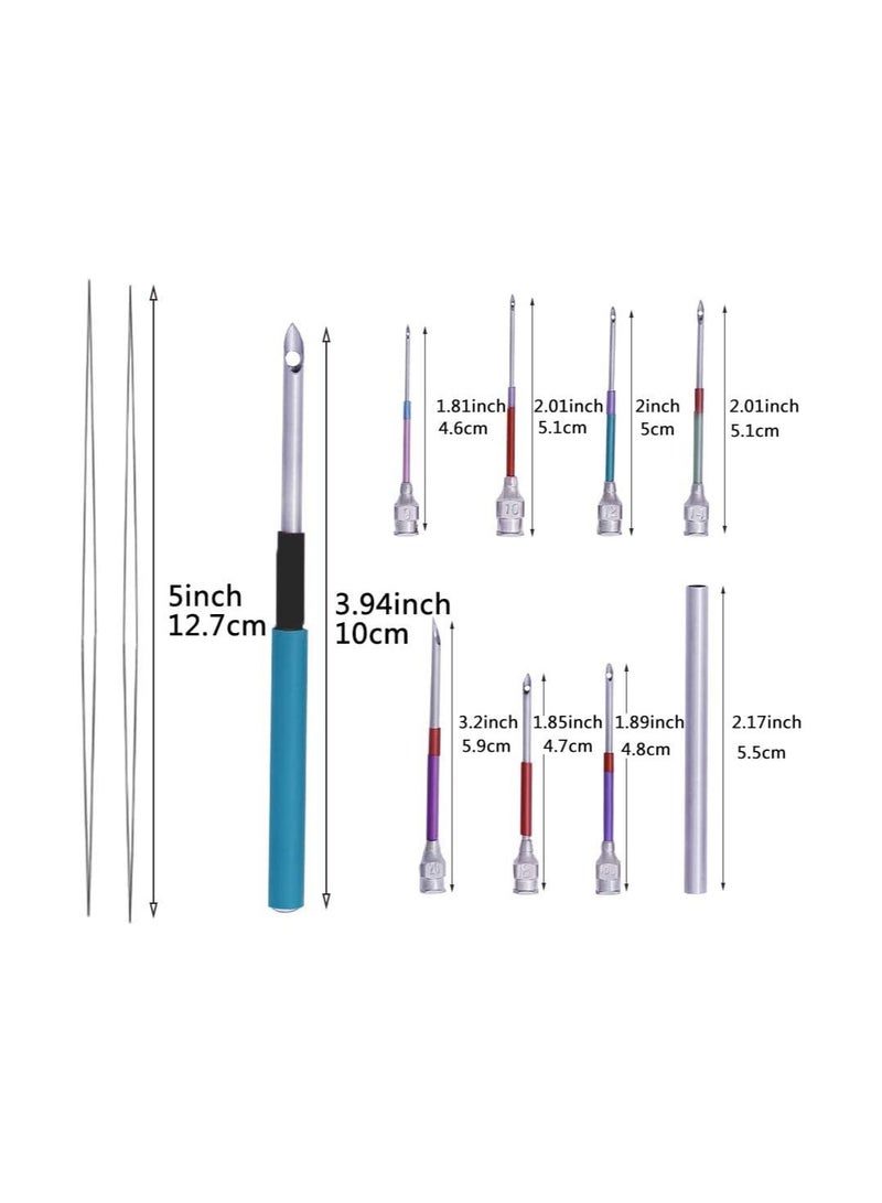 Punch Needle Set, 15 Pcs Embroidery Stitching Punch Needle Poking Cross Stitch Tools Knitting Needle Art Handmaking Sewing Needles with 4 Colors Thread